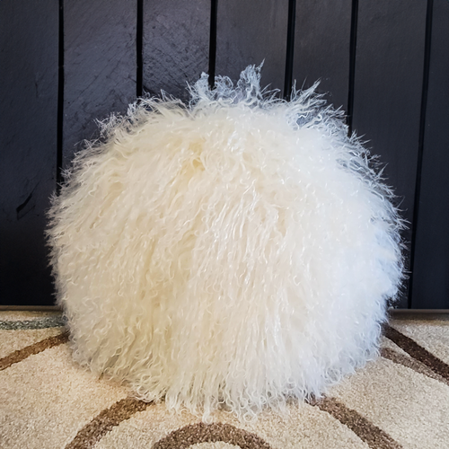 Mongolian Lamb Fur Pillow Natural White