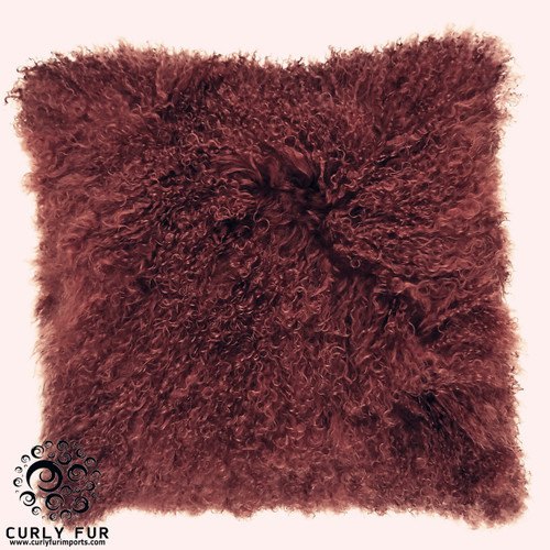 Mongolian Lamb Fur Pillow Maroon 