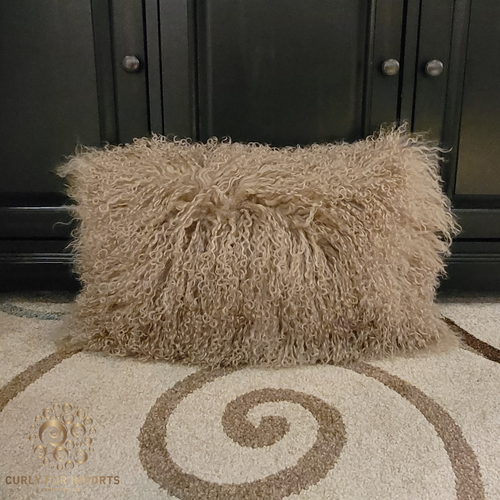Tibetan Lamb Fur Pillow Dark Beige Tibetan Lamb Fur Pillow Dark Beige