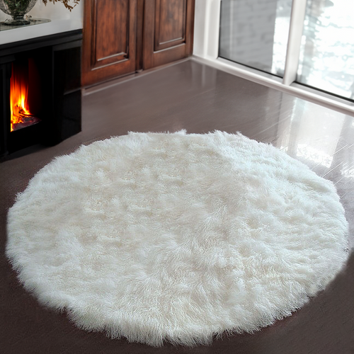 Mongolian Lamb Fur Round Rug  Mongolian Lamb Fur Round Rug