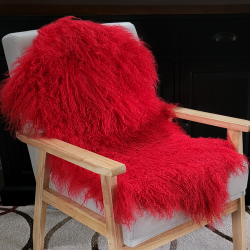 Mongolian Lamb Fur Pelt Sheepskin Red Mongolian Lamb Fur Pelt Sheepskin Red