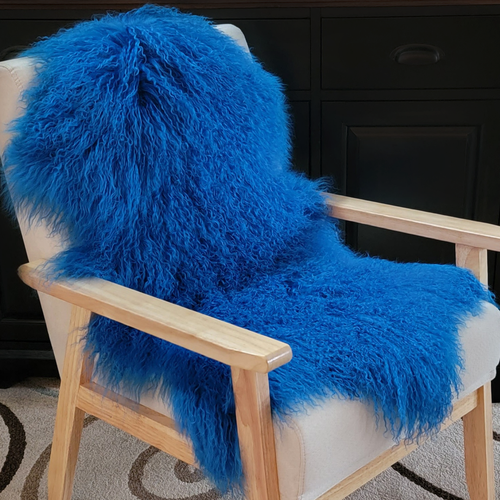 Mongolian Lamb Fur Pelt Sheepskin Royal Blue Mongolian Lamb Fur Pelt Sheepskin Royal Blue