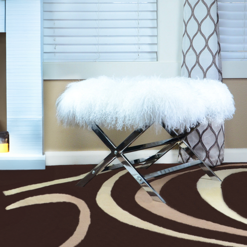 Tibetan Mongolian Fur Chrome Accent Ottoman Tibetan Mongolian Fur Chrome Accent Ottoman