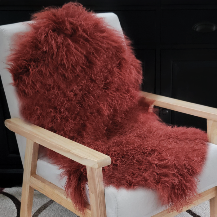Mongolian Lamb Fur Pelt Sheepskin Copper Red  Mongolian Lamb Fur Pelt Sheepskin Copper Red