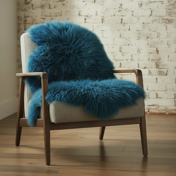 Mongolian Lamb Fur Pelt Sheepskin Lyons Blue