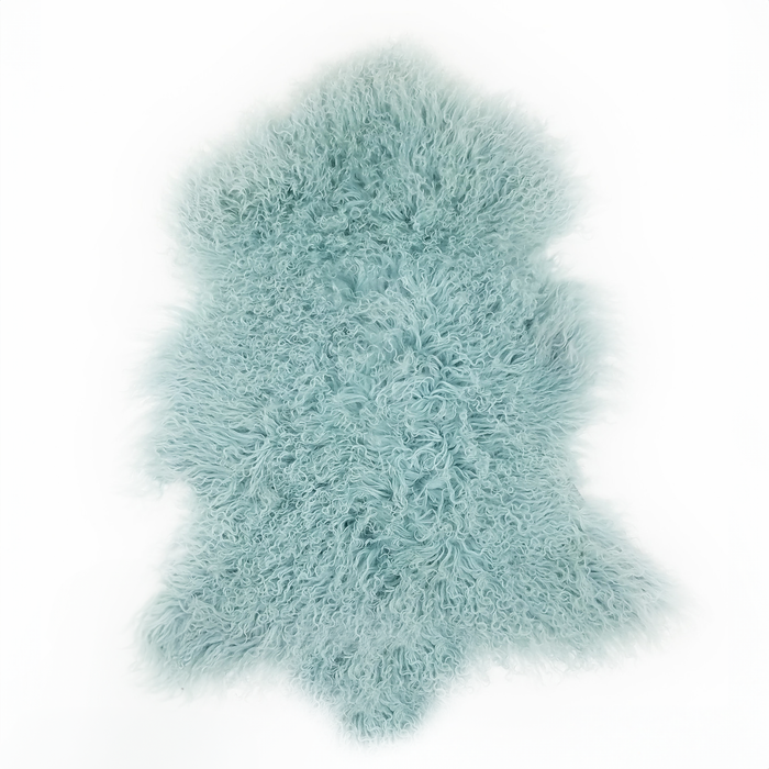 Mongolian Lamb Fur Pelt Sheepskin Light Aqua