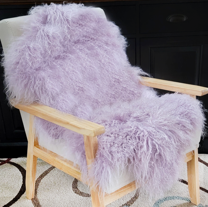 Mongolian Lamb Fur Pelt Sheepskin Light Lilac 