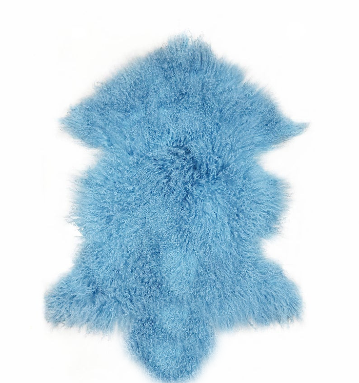 Mongolian Lamb Fur Pelt Placid Blue 