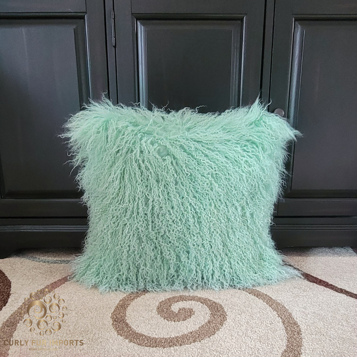 Mint lamb fur pillow double sided  Mint lamb fur pillow double sided