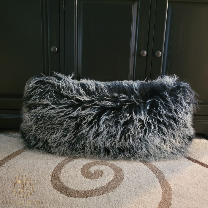 Mongolian Fur Pillow Double Sided Frosted Black