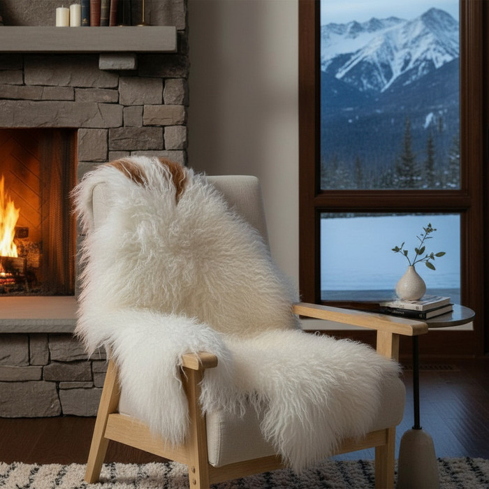 Tibetan Mongolian Lamb Fur Pelt Sheepskin Natural spots