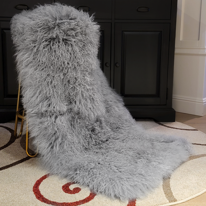Tibetan Mongolian Lamb Fur Sheepskin Plate Grey 