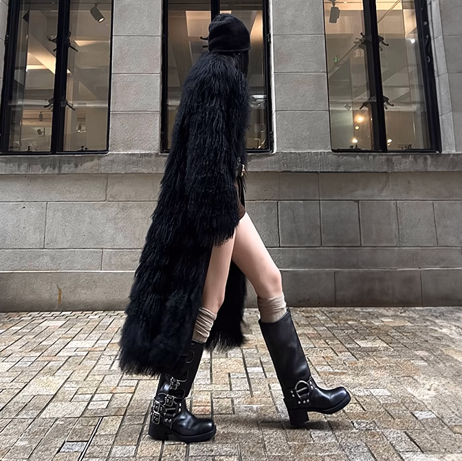 Handcrafted Tibetan Mongolian Lamb Fur Coat With Mongolian Lamb