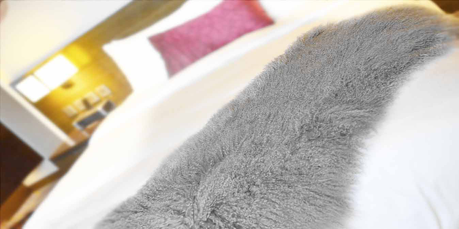 Mongolian Fur Throw Grey