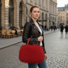 Red Tibetan Mongolian Lamb Fur Classic Tote Bag