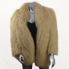 ムートン・ファーコート Plain Textured Brown Tibet Fur Short Jacket beige_coat_lamb_fur__81063.