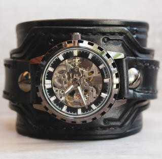 skeleton leather watch