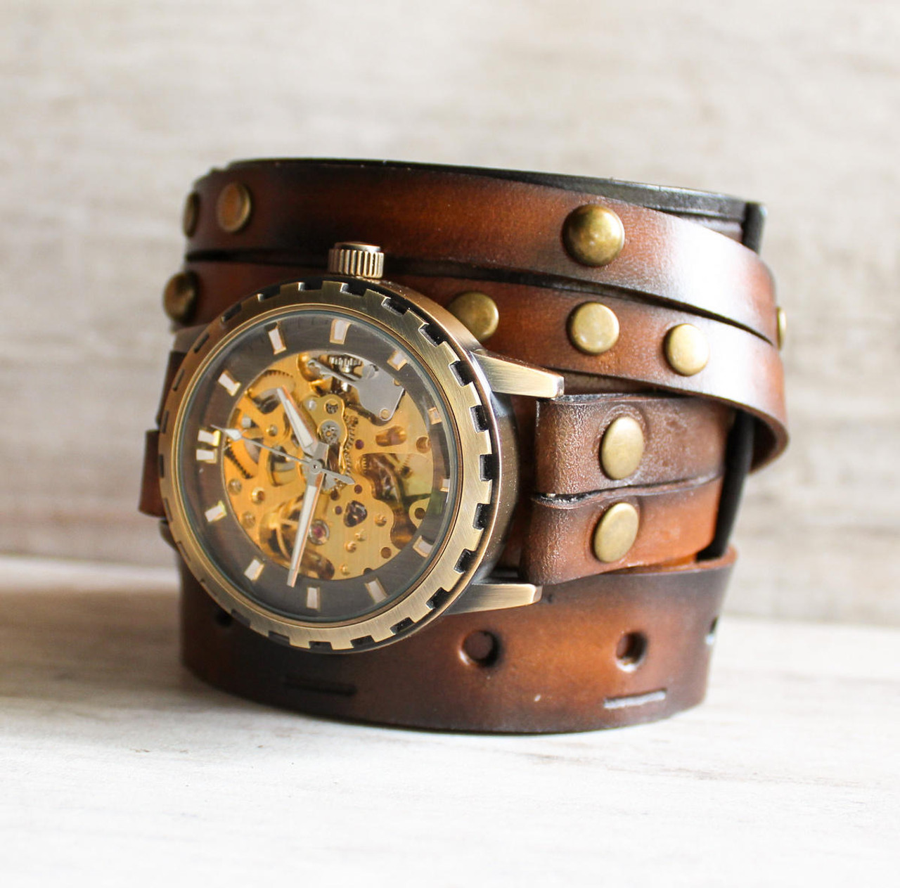 Brass Steampunk Cuff Watch