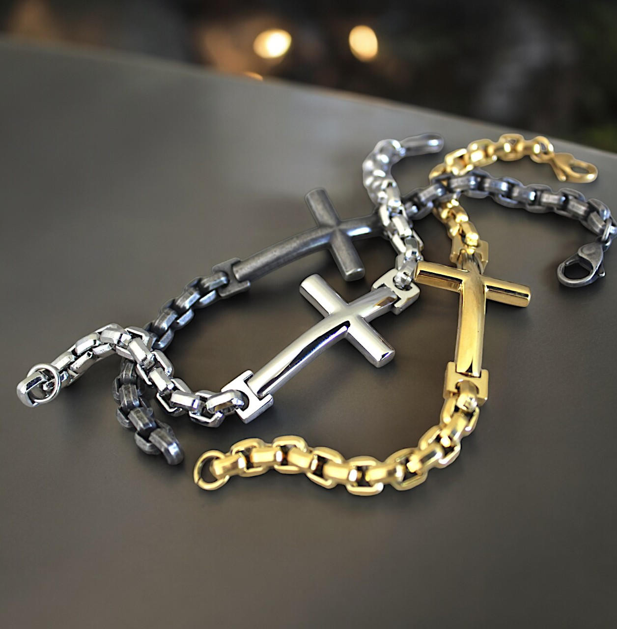 Cross Bracelet Men – Stainless Steel Gothic Chain Wristwear