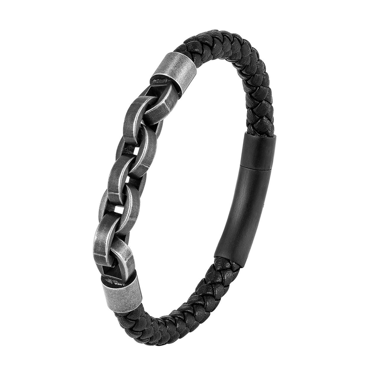 Mens Bracelet – Cord Black and Petrol