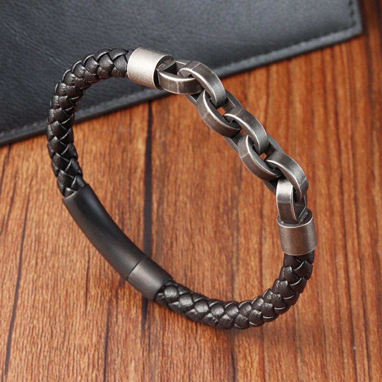 Men's Leather Cord Bracelet - Brown