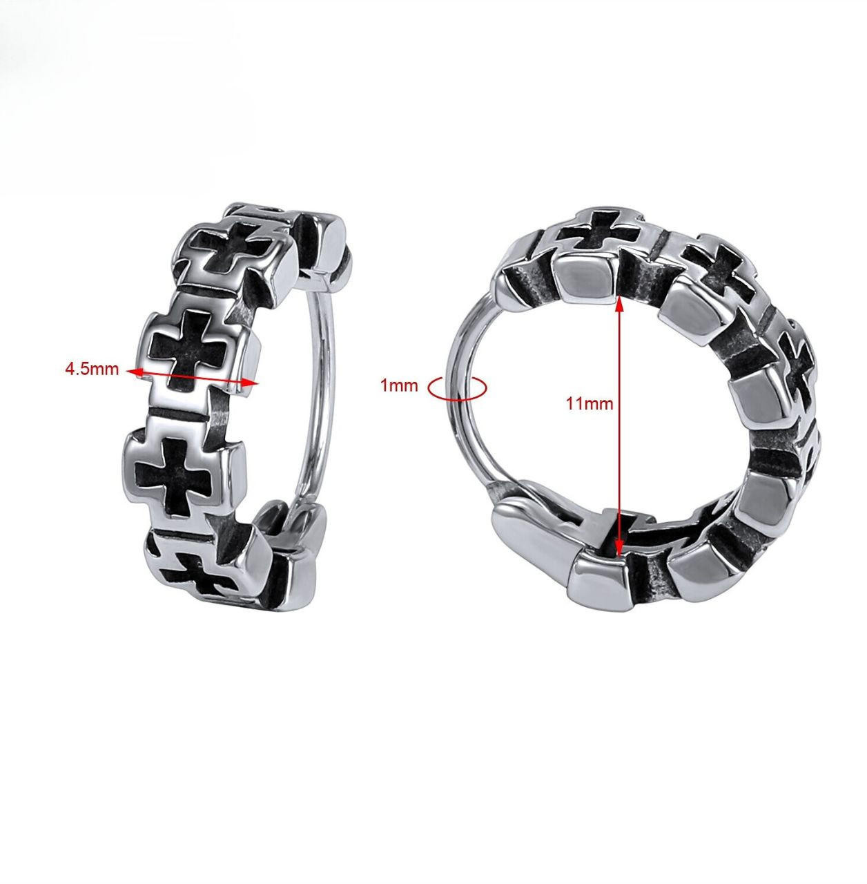 Cross Pedant Earrings For Men - PAIR – Code Earrings For Man