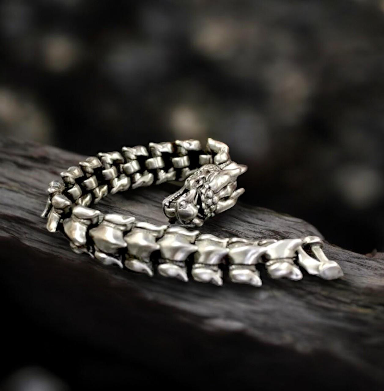 Silver Dragon Head Bracelet Gothic Bracelet for mens| Perfect
