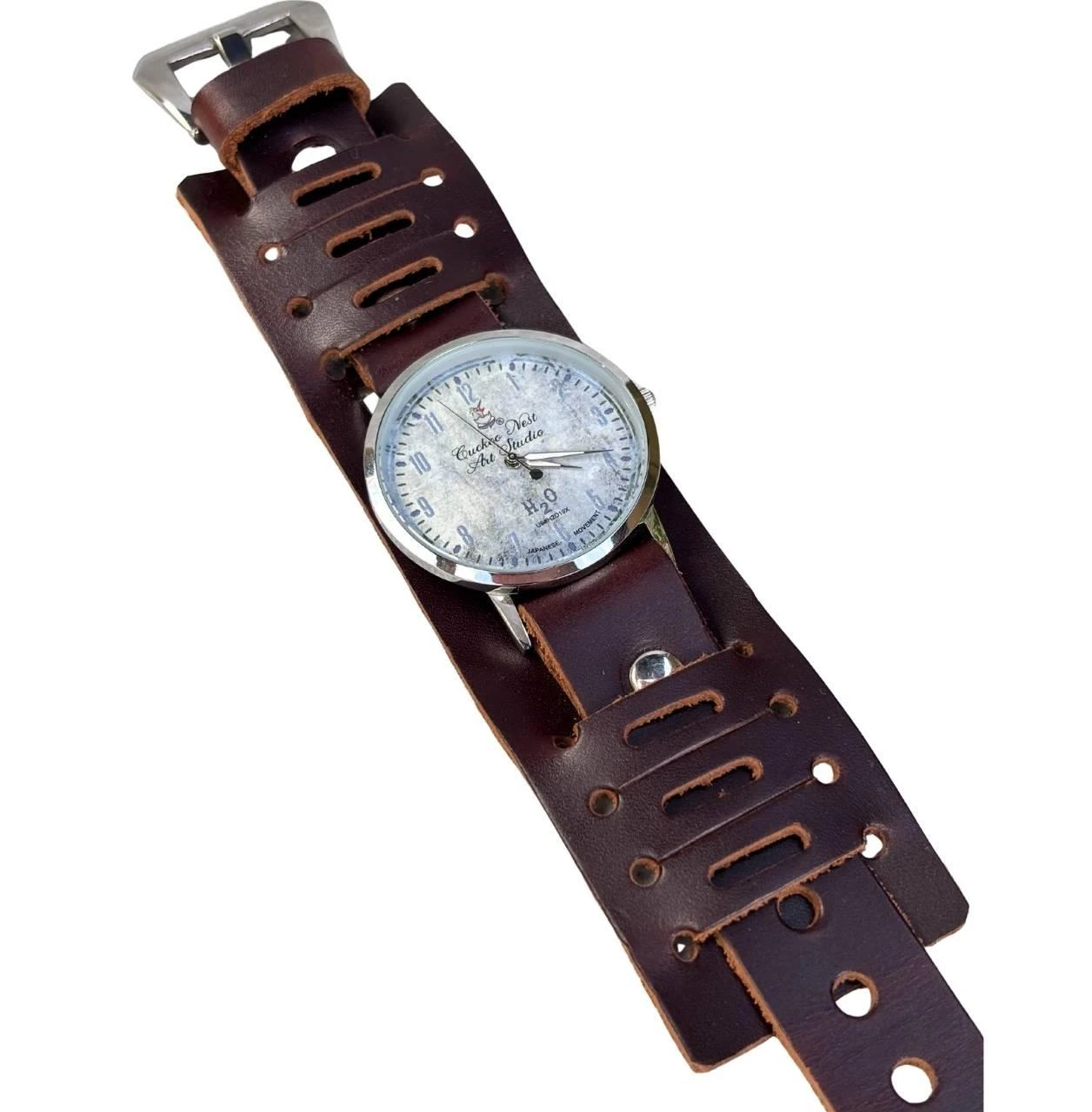 Chocolate Brown Leather Cuff Watch | Miyota Movement | Final 