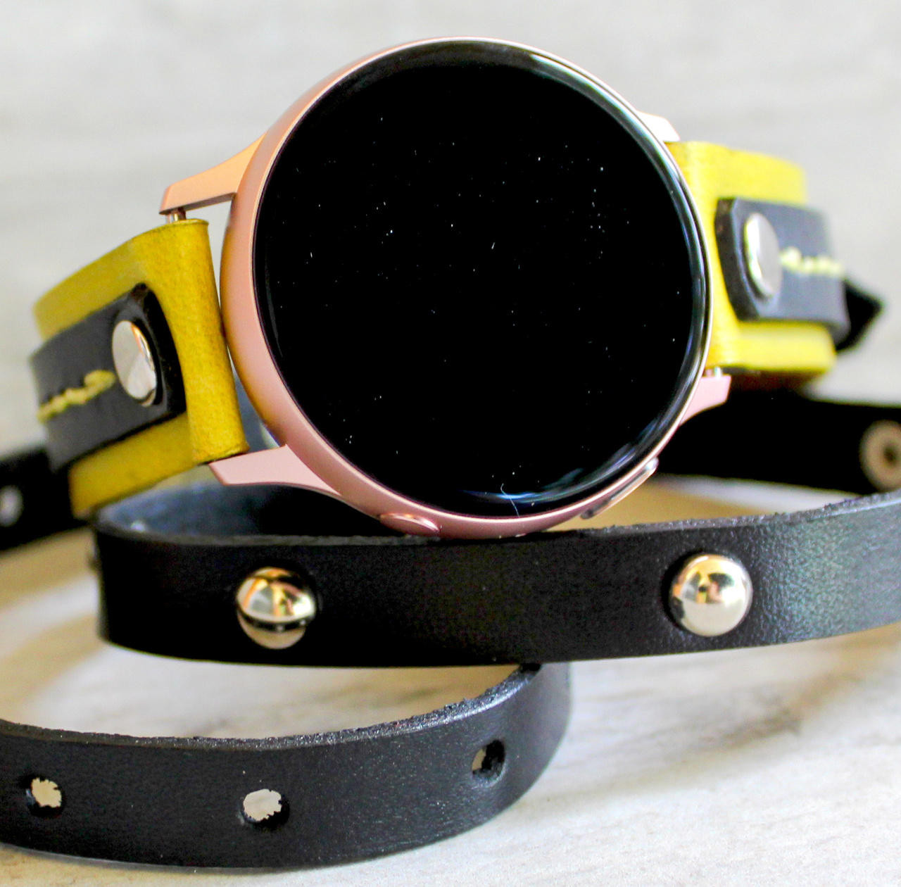 Triple wrap full grain leather band for Samsung Galaxy Active 2 watch