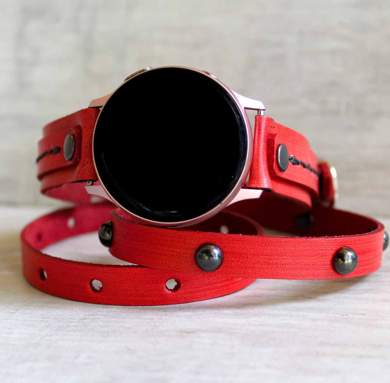 Triple wrap full grain leather band for Samsung Galaxy Active 2 watch