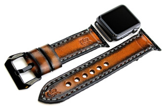 Rustico AC0080-0002-40-BLK Leather Apple Watch Band in Black