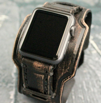 Distressed Black Apple Watch Strap-Throttle2