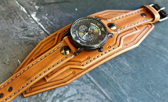 Brown Leather cuff watch|Vintage style, Handmade