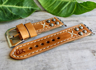 Studded Leather Apple watch Strap|Brown