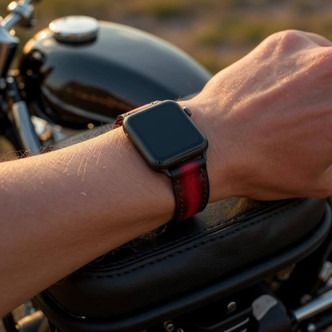 Red and Black Leather Apple Watch Band Red and Black Leather Apple Watch Band