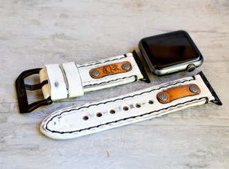 White leather apple watch band