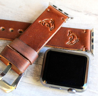 Dolphin stamped leather apple watch band