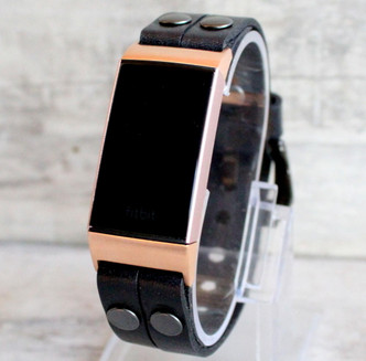 Classic Black Fitbit Charge Leather Watch Strap