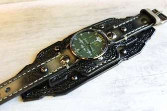 Military style leather watch cuff|Army Watch