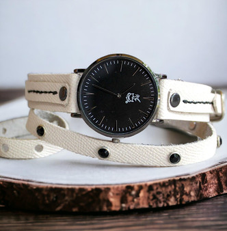 Black and White Women's Leather Watch | VEGAN LEATHER