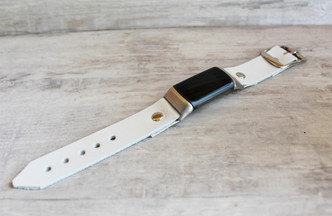 White Classic Leather Watch Strap for Fitbit Charge