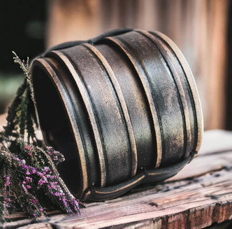 Wide Leather Cuff Bracelet | Distressed Black for Vintage Style & Comfort