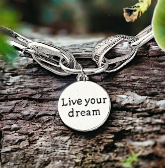 Live Your Dream Silver Charm Bracelet