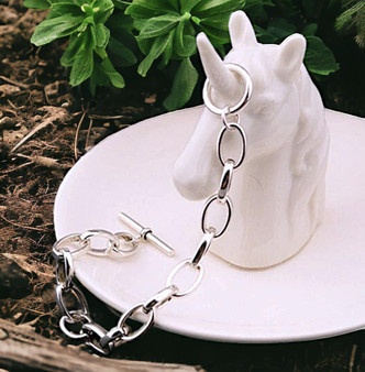 Large Link Silver Chain Bracelet