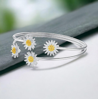 Daisy Silver Bangle