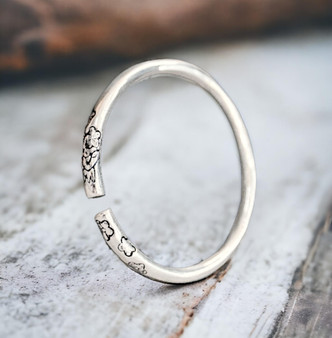 Boho Chic Silver Floral Bangle