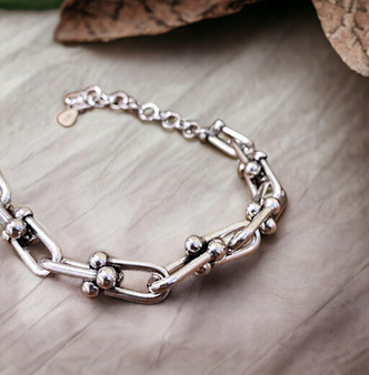 Punk Chain Geometric Silver Bracelet