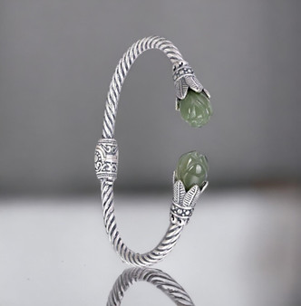 Silver Lotus Flower Bangle