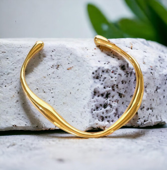 Gold Irregular Bangle Geometric Bracelet | Adjustable Stainless Steel Cuff