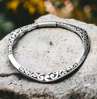 Silver Triangle Geometric Bracelet | Boho Tribal Design